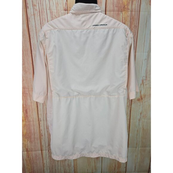 Under Armour Loose Fit XL Heatgear Shirt Peach Lightweight Button-Up - Picture 2 of 8